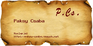 Paksy Csaba névjegykártya